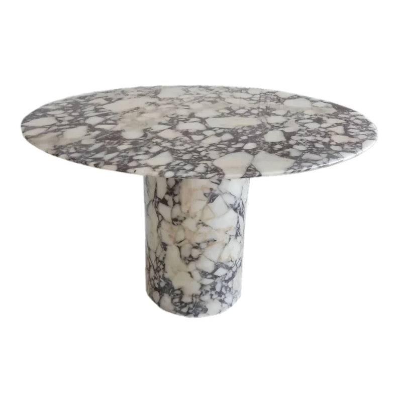 Calacatta Viola Marble Round Dining Table with Round Marble Legs (D)48" (H)30"