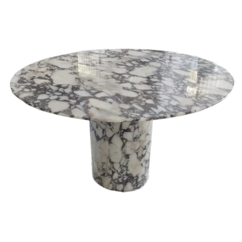 Calacatta Viola Marble Round Dining Table with Round Marble Legs (D)48" (H)30"