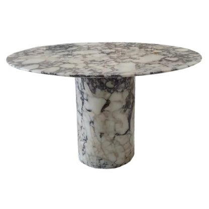 Calacatta Viola Marble Round Dining Table with Round Marble Legs (D)48" (H)30"