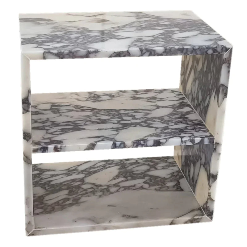 Calacatta Viola Marble End/Side Table, Nightstand Polished (W)14" (L)18" (H)18"