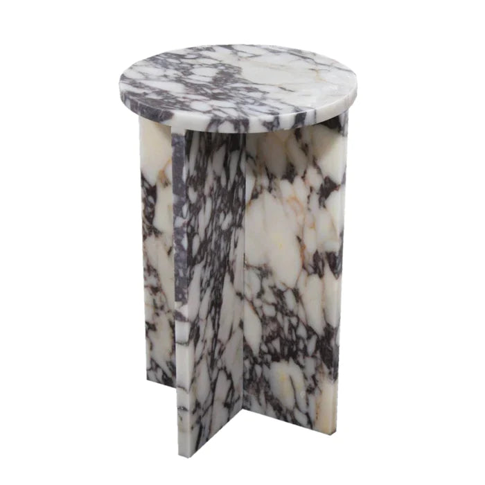 Calacatta Viola Marble End/Side Table, Nightstand Polished (D)14" (H)22"