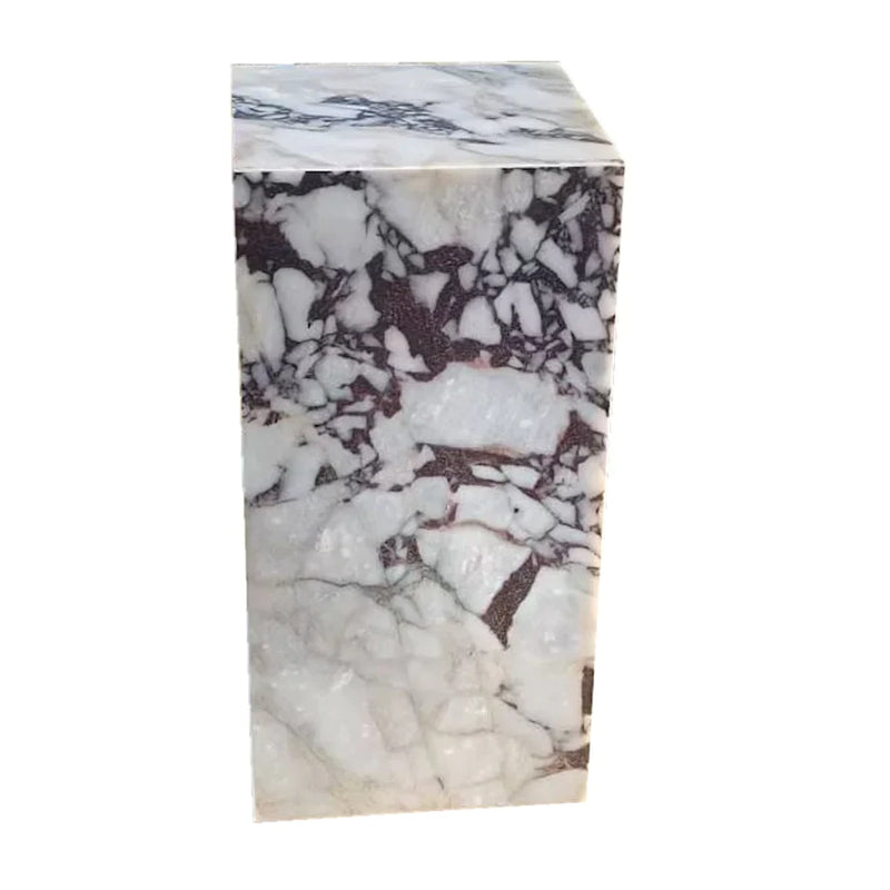 Calacatta Viola Marble Cube Design End/Side Table, Nightstand Polished (W)14" (L)14" (H)24"