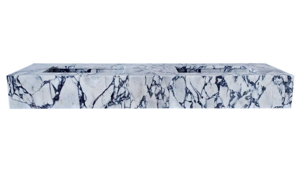 Calacatta Viola Marble Bathroom Double Sink Vanity (W)22" (L)67" (H)8" Polished front view