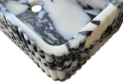 Calacatta Viola Marble Wall-Mount Rectangular Fluted Bathroom Sink