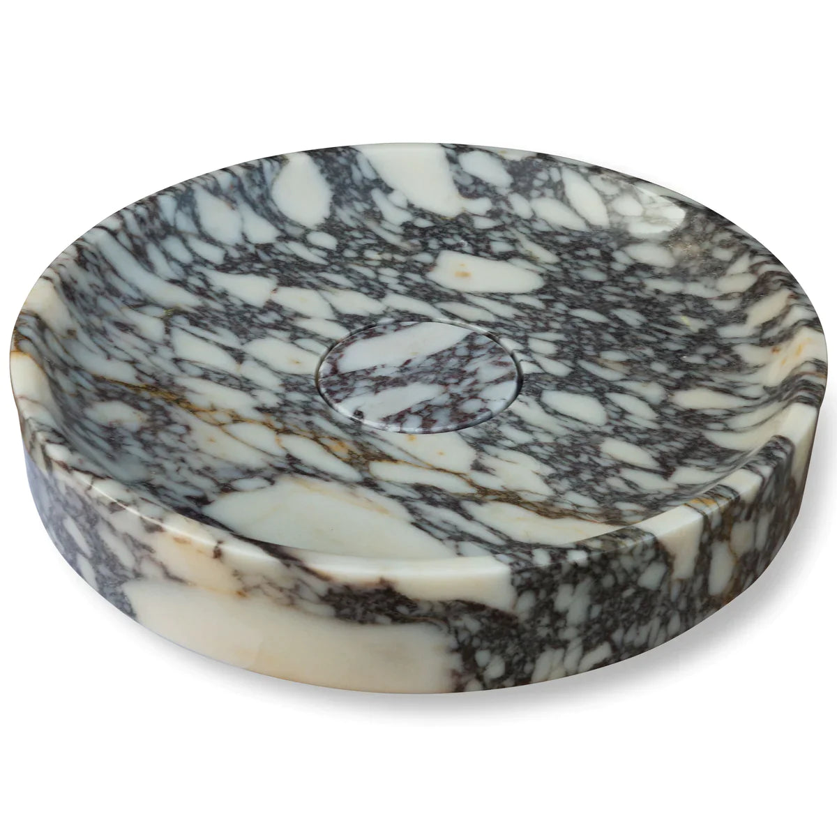 Calacatta Viola Marble Natural Stone Round Above Vanity Bathroom Sink Polished (D)15.5" (H)4.5"