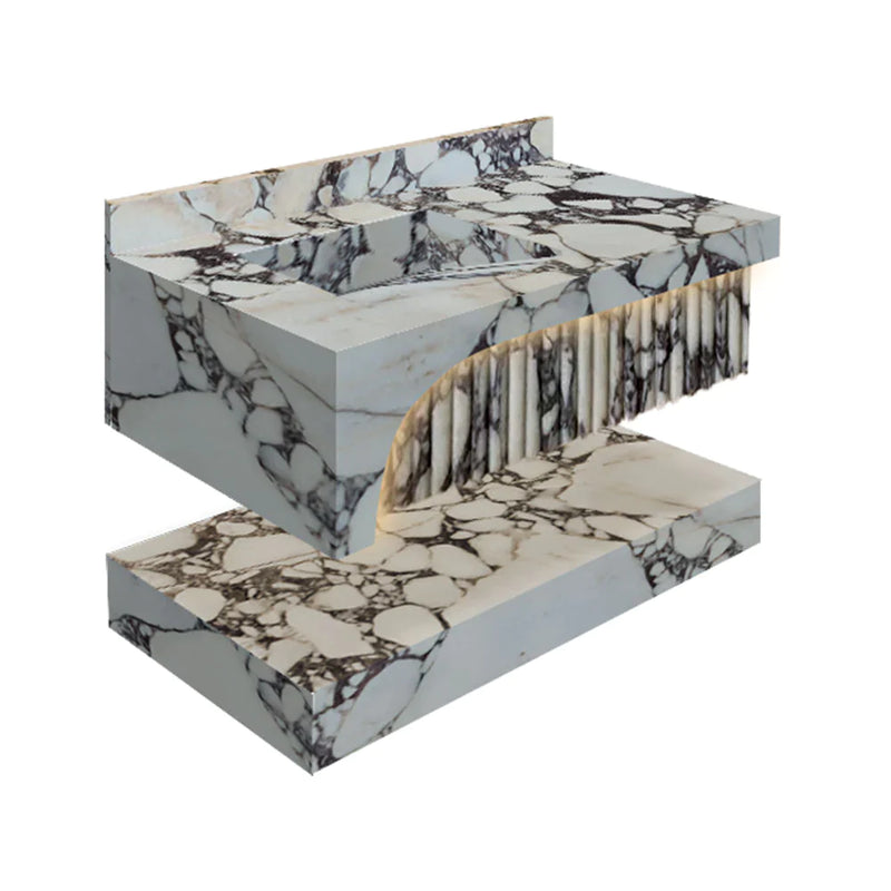 Calacatta Viola Marble Wall-mount Bathroom Sink Hidden Drain Set of 2