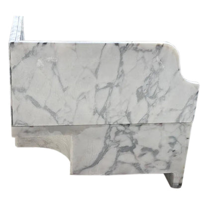 Calacatta Viola Marble Wall-mount Bathroom Corner Sink Fluted with 8" Backsplash (W)16" (L)16" (H)8" back view