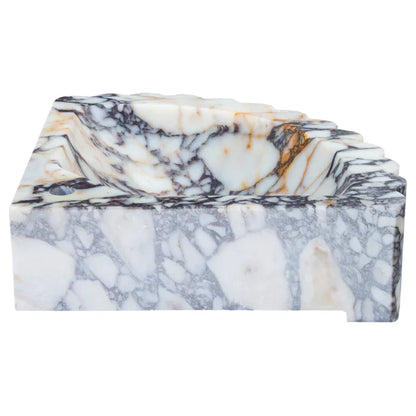 Calacatta Viola Marble Wall-mount Bathroom Corner Vanity Sink Ribbed (W)20" (L)20" (H)7"