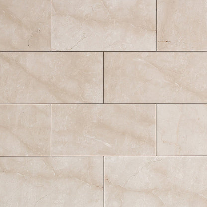 calista cream premium polished marble tile 12x24 SKU-15001846 product shot top view