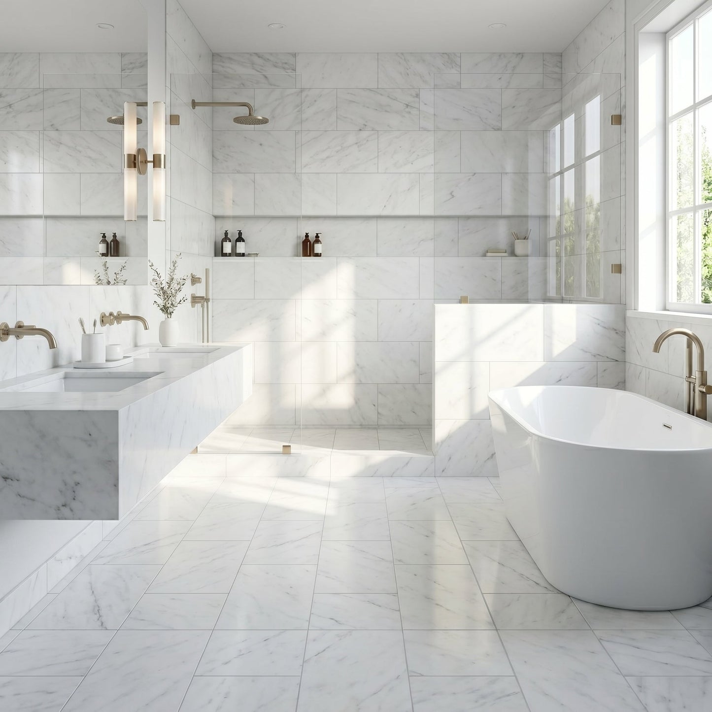 Turkish Carrara White Marble Tile Polished