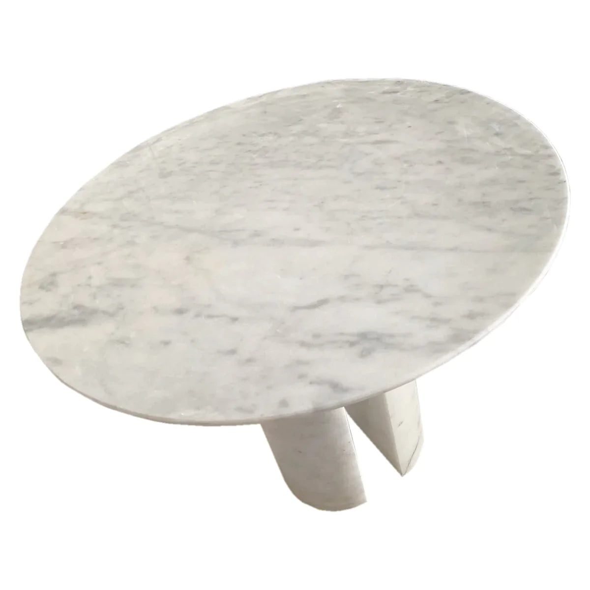 Carrara White Marble Round Dining Table with Round Marble Legs (D)48" (H)36"