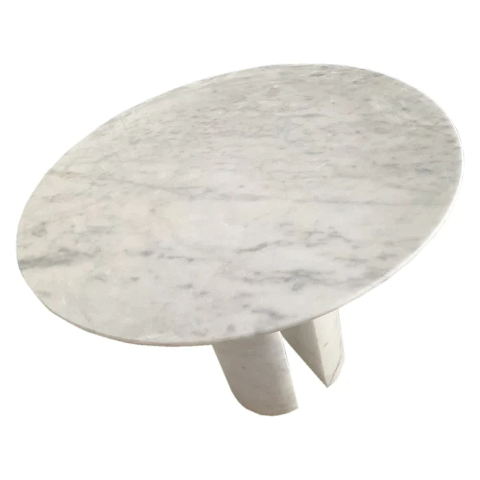 Carrara White Marble End/Side Table with Marble Legs Polished (D)18" (H)22"
