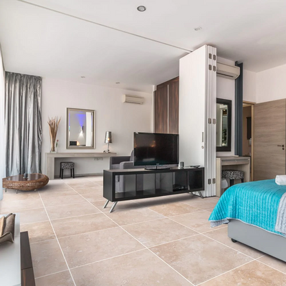 Classic Light Travertine Honed Floor and Wall Tile SKU-CLT24x48HF installed view