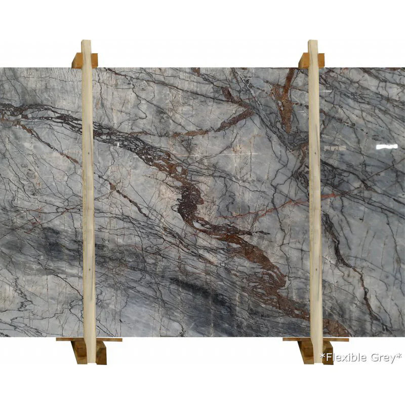 Flexible Gray Exotic Bookmatching Polished Marble Slab