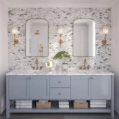 White 11x12 Matte Elongated Hexagon Glass Mosaic Tile (10 pack, 8.6 sq ft/case)