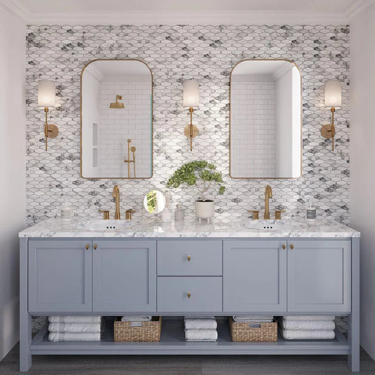 White 11x12 Matte Elongated Hexagon Glass Mosaic Tile (10 pack, 8.6 sq ft/case)