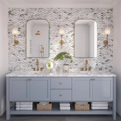 White 11x12 Matte Elongated Hexagon Glass Mosaic Tile (10 pack, 8.6 sq ft/case) - Sample