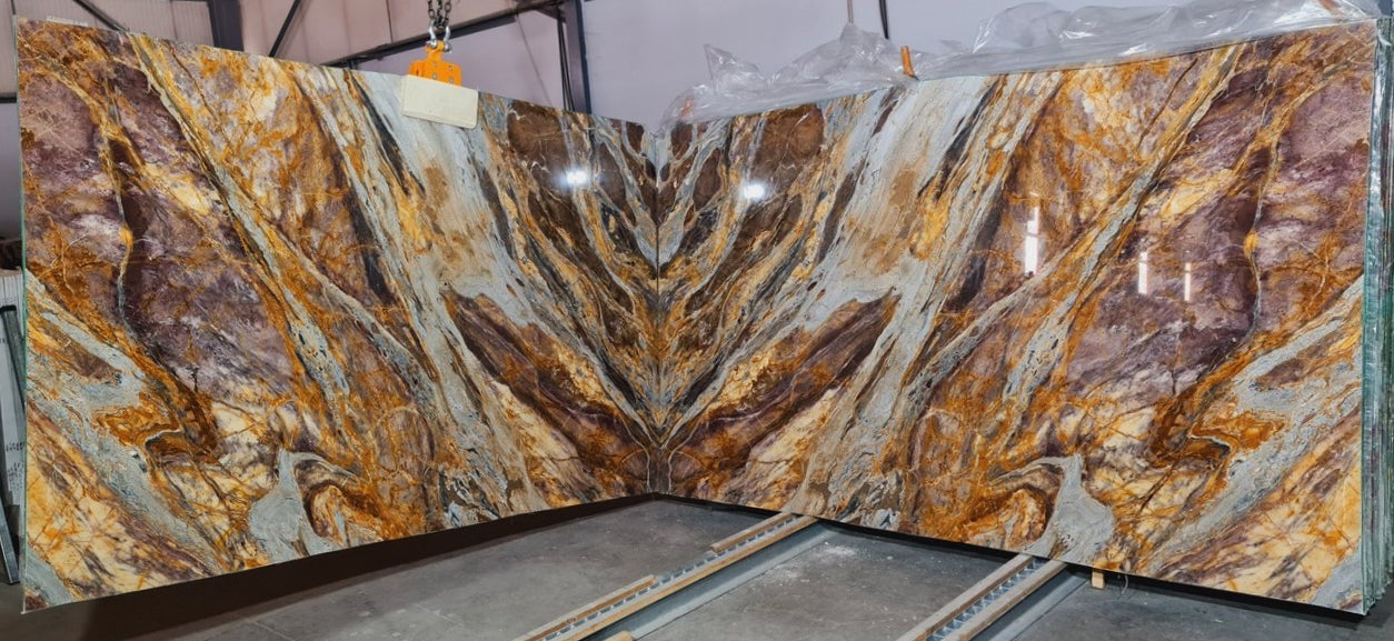 Fusion Blue Exotic Bookmatching Polished Marble Slab