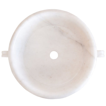 gobek natural stone white marble vessel sink bowl polished SKU NTRVS20 size (D)17" (H)6" top view product shot