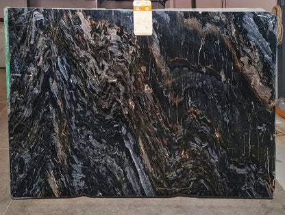 Golden Black Bookmatching Polished Marble Slab