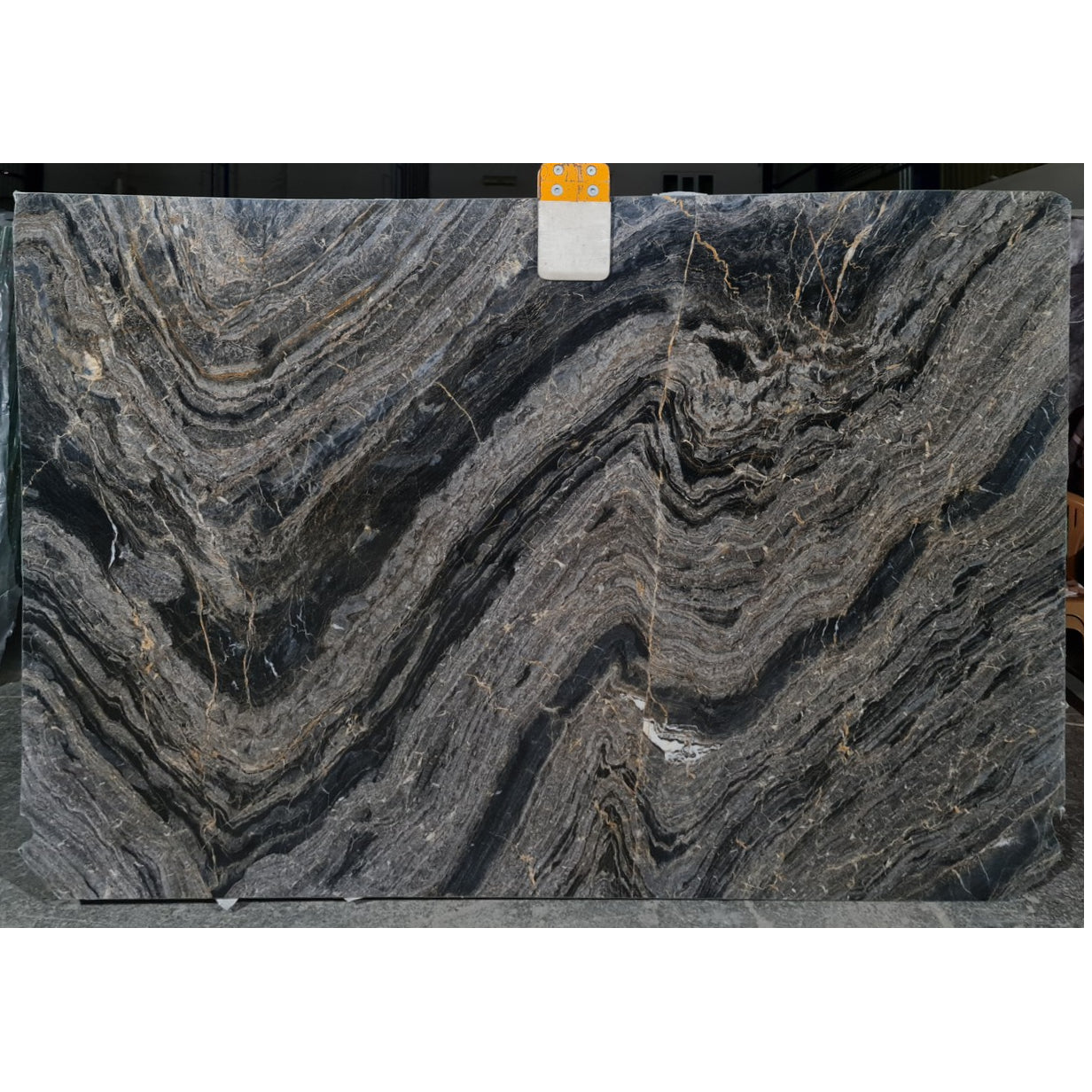 Golden Black Bookmatching Polished Marble Slab