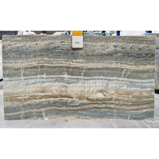 Gray Onyx Bookmatching Polished Marble Slab