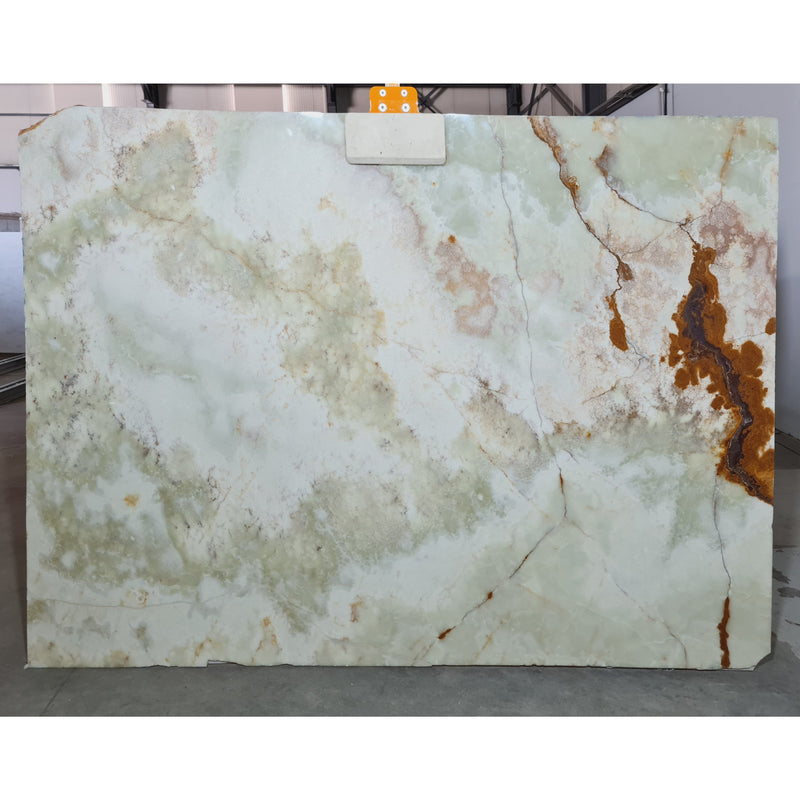 Green Onyx Bookmatching Polished Marble Slab