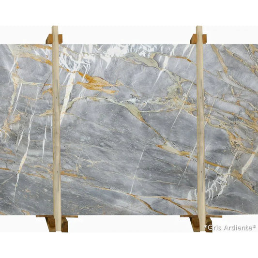 Gris Ardiente Gray Bookmatching Polished Marble Slab