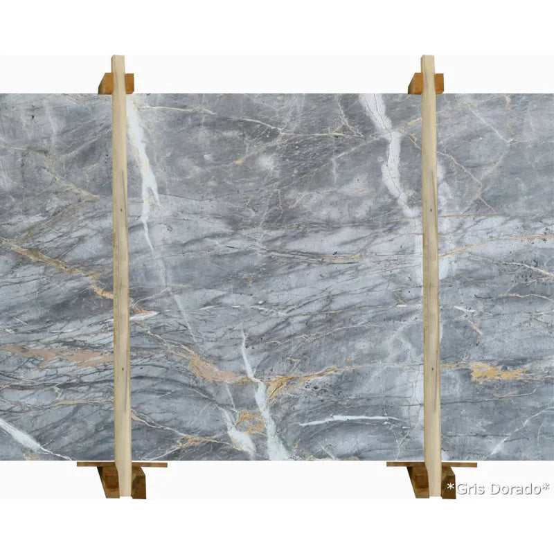 Gris Dorado Gray Bookmatching Polished Marble Slab