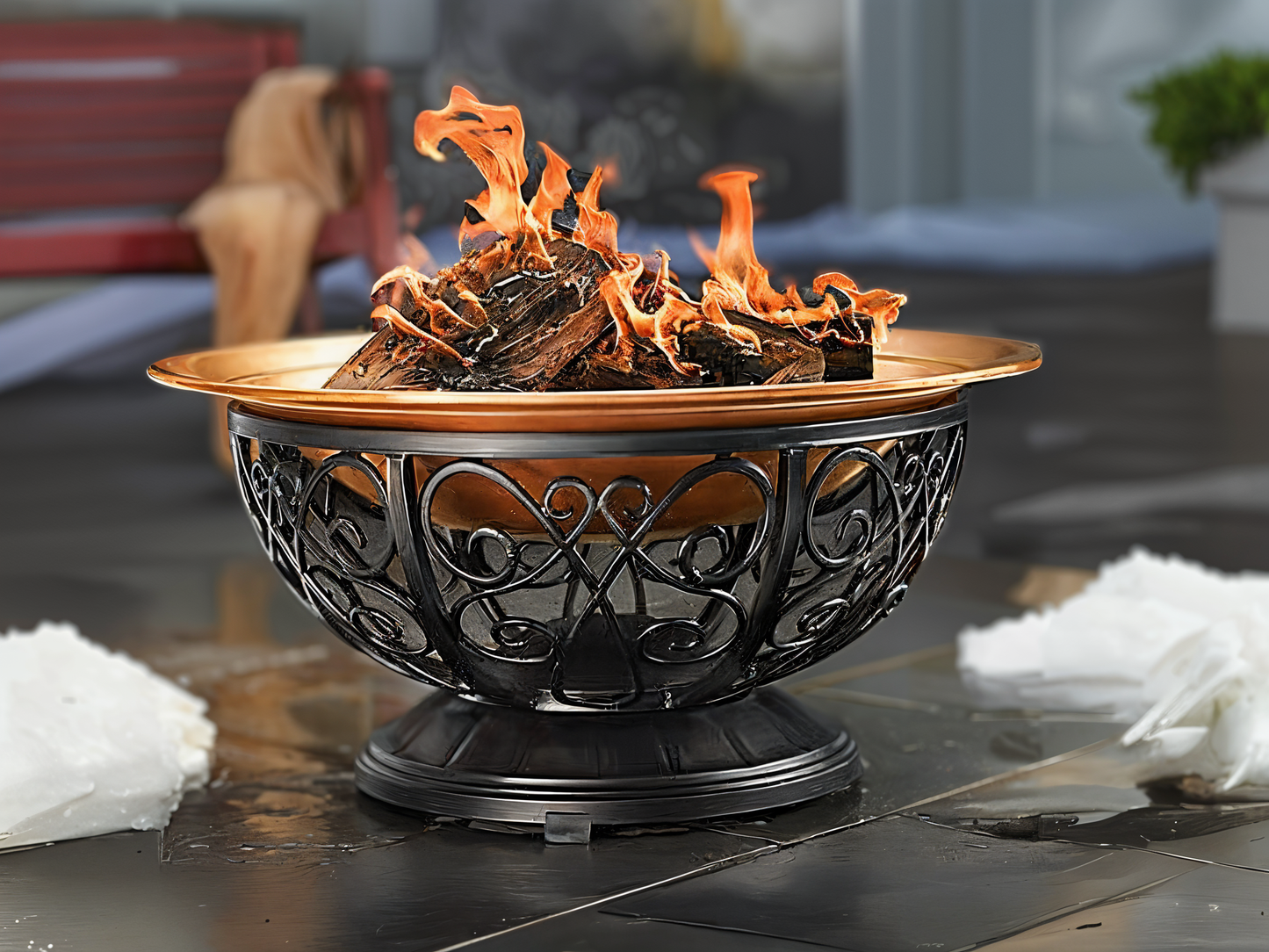 Handmade Wrought Iron Motif Fire Pit