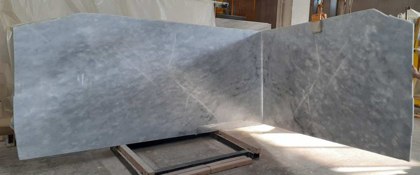 Ice Blue White Bookmatching Polished Marble Slab