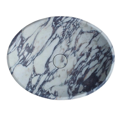 Calacatta Viola Marble Oval Shape Above Vanity Bathroom Sink (W)14" (L)18" (H)5"