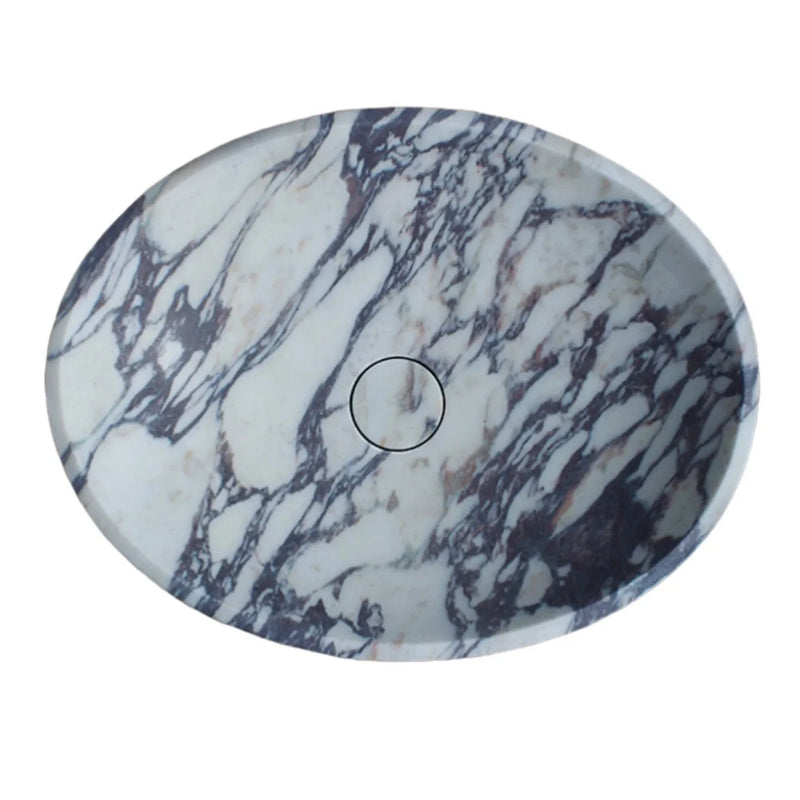 Calacatta Viola Marble Oval Shape Above Vanity Bathroom Sink (W)14" (L)18" (H)5"
