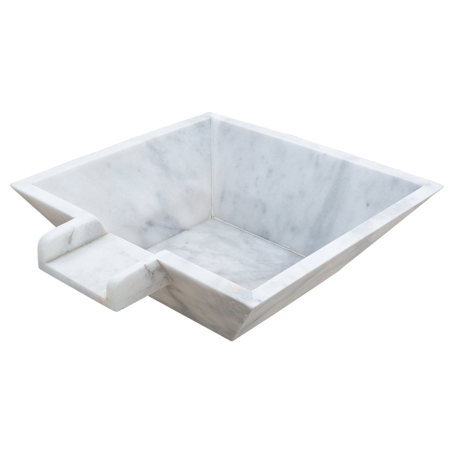 Carrara White Marble Natural Stone Pool Square Cascade Water Bowl