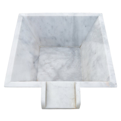 Carrara White Marble Natural Stone Pool Square Cascade Water Bowl