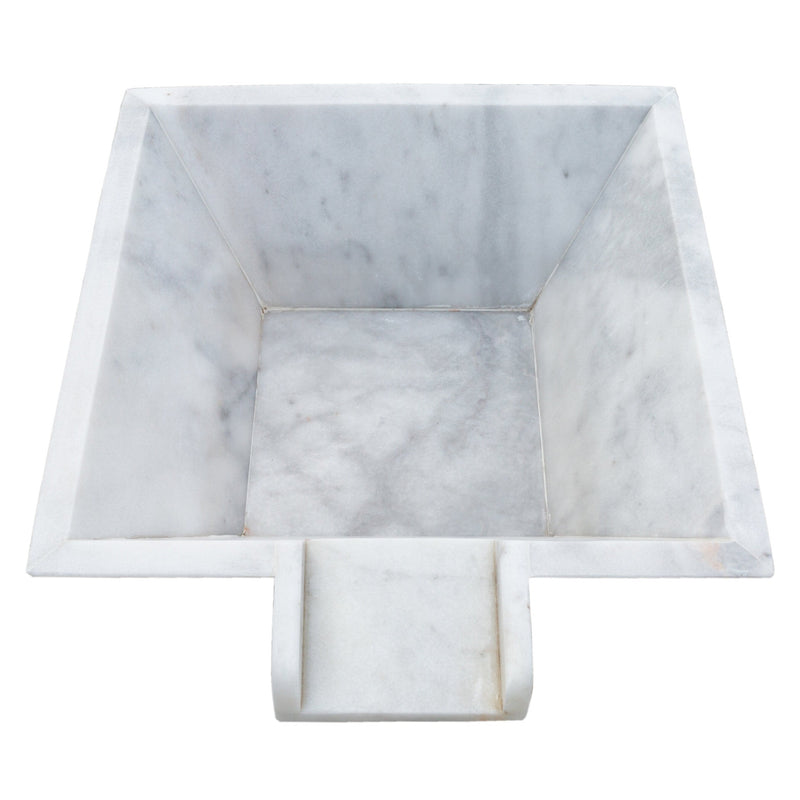 Carrara White Marble Natural Stone Pool Square Cascade Water Bowl