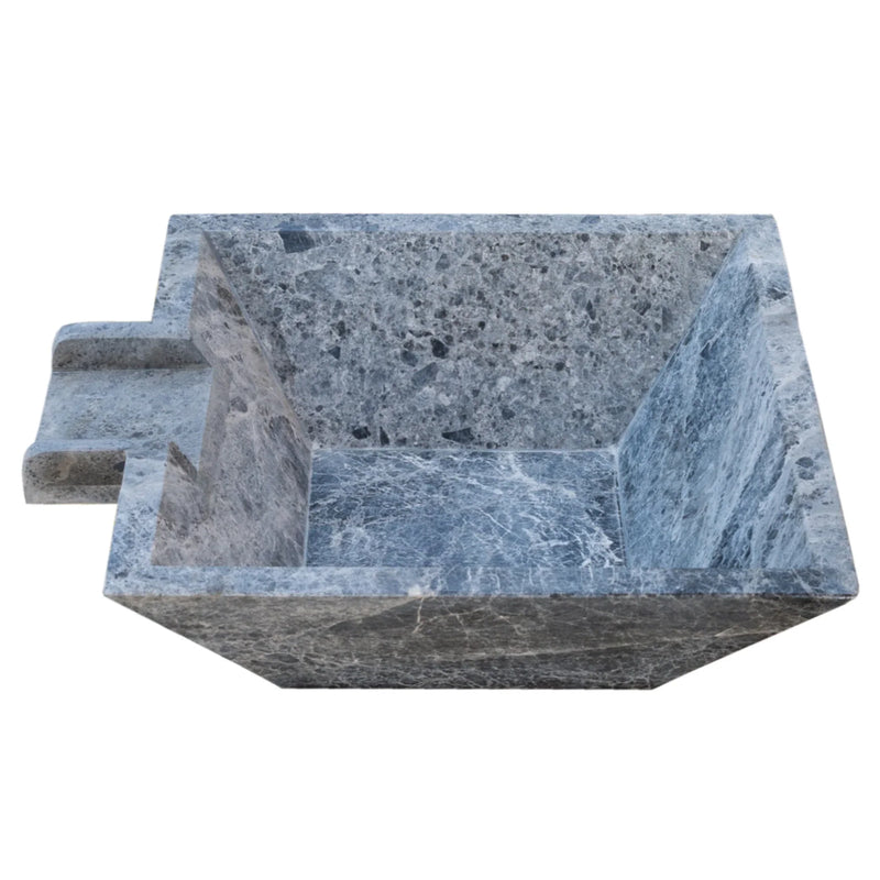 Silver Shadow Marble Natural Stone Pool Square Cascade Water Bowl