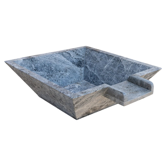 Silver Shadow Marble Natural Stone Pool Square Cascade Water Bowl