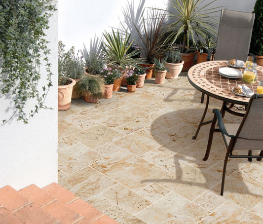 Travertine Light Antique Pattern Tumbled Pavers