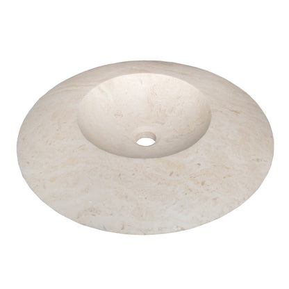 light travertine natural stone ufo shape sink honed and filled SKU  NTRSTC17 Size (D)21" (H)6" perspective view product shot