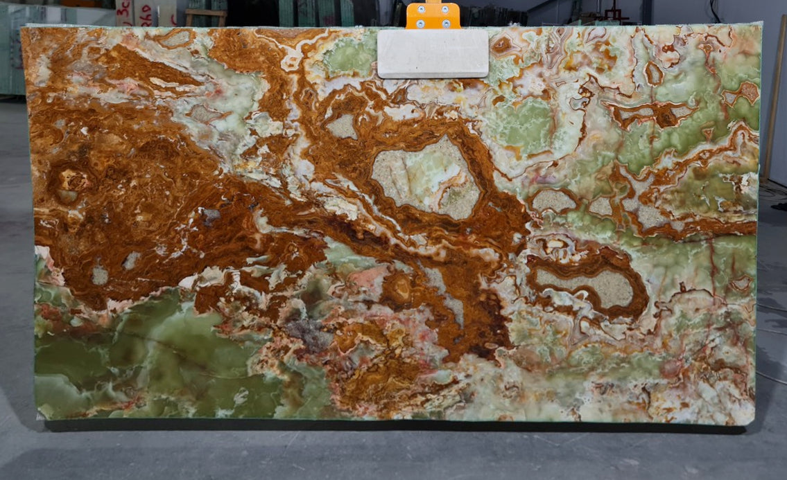 Maple Onyx Bookmatching Polished Marble Slab