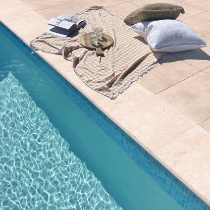 Travertine 12"x24" Miletos Ivory Tumbled Pool Coping