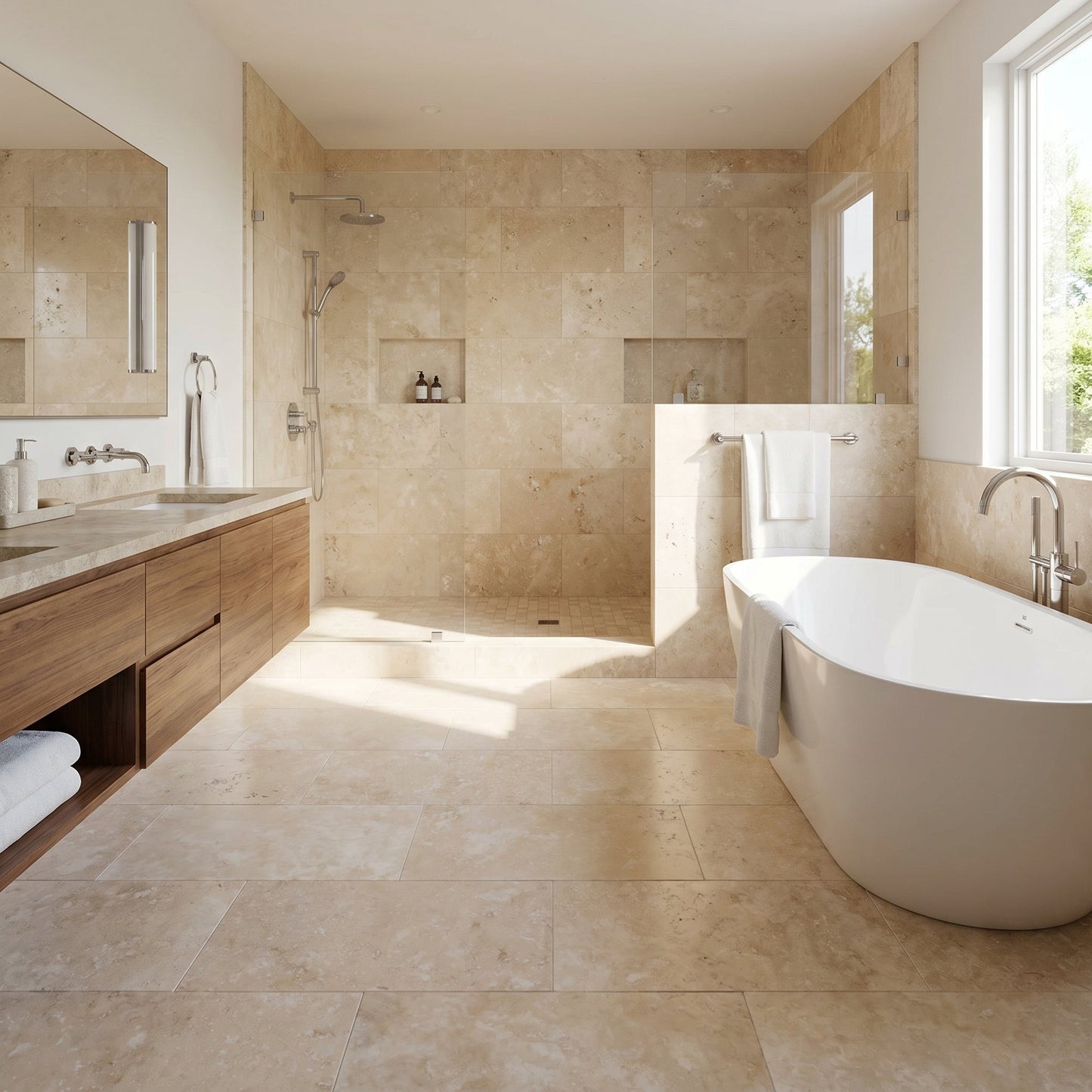 Miletos Ivory Travertine Honed and Filled Wall and Floor Tile