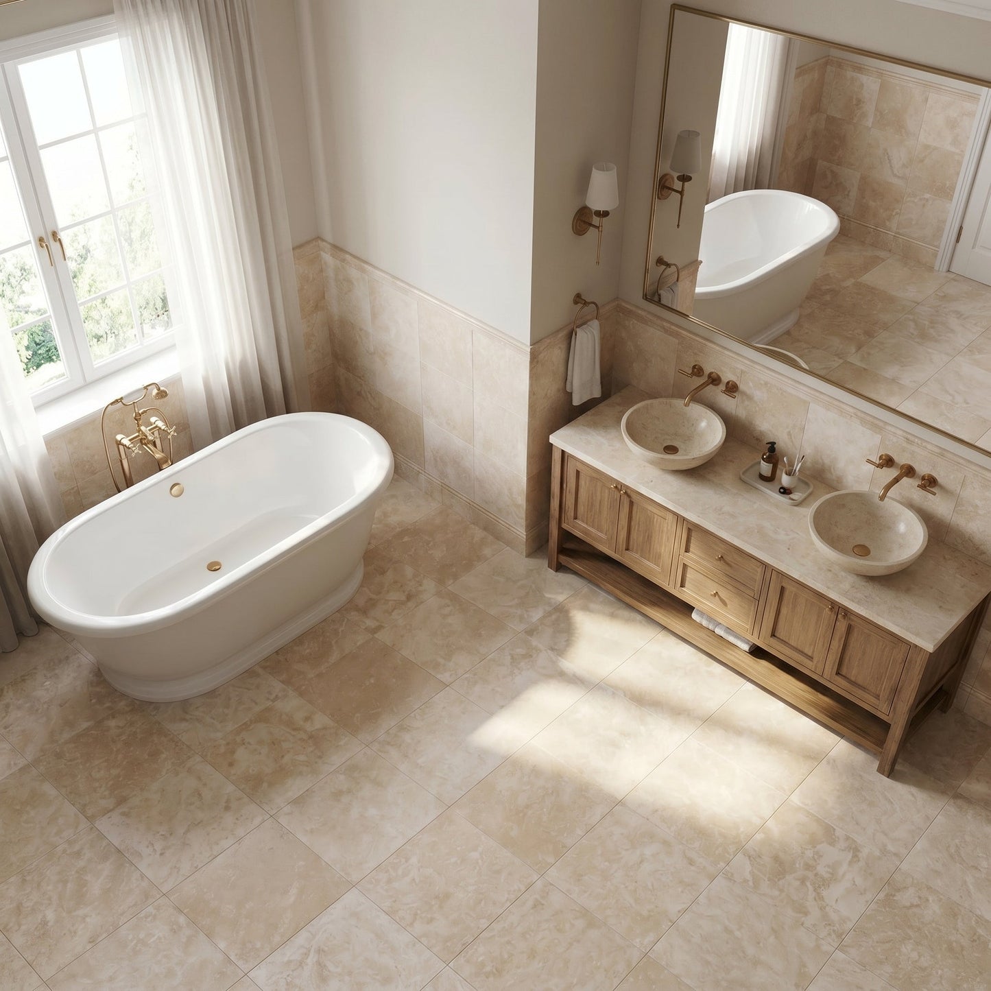 Miletos Ivory Travertine Honed and Filled Wall and Floor Tile