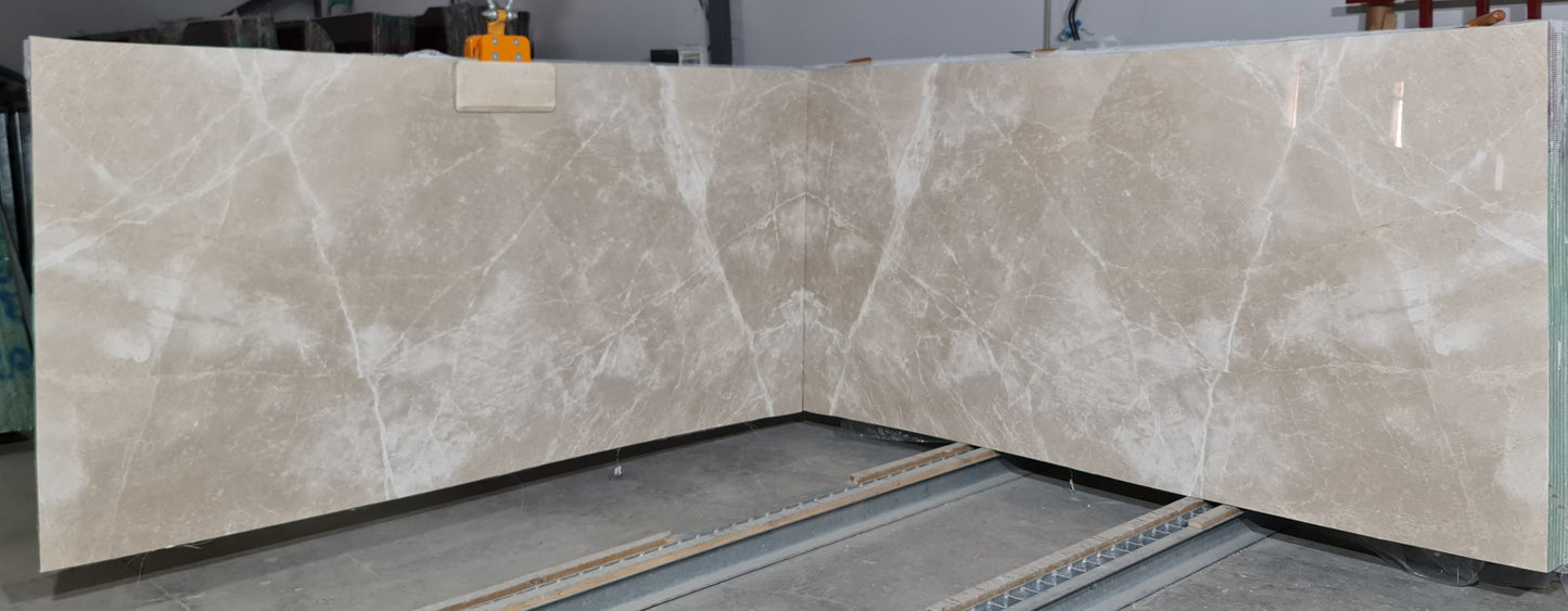 Moon Cream Bookmatching Polished Marble Slab