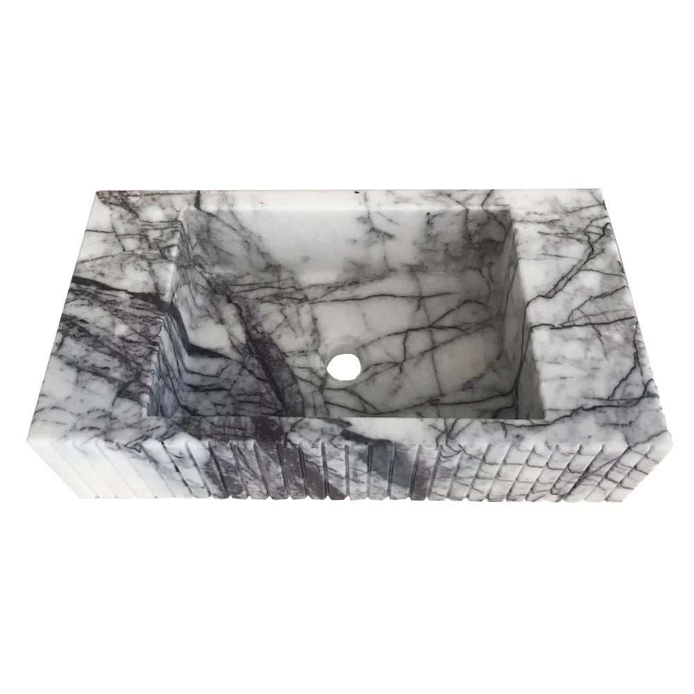 New York Marble Wall-mount Bathroom Sink Fluted (W)12" (L)20" (H)5"