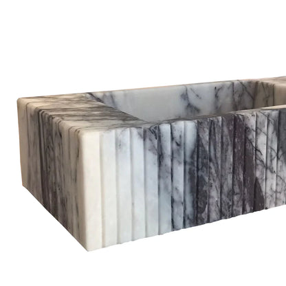 New York Marble Wall-mount Bathroom Sink Fluted (W)12" (L)20" (H)5"