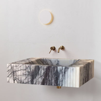 New York Marble Wall-mount Bathroom Sink Fluted (W)12" (L)20" (H)5"