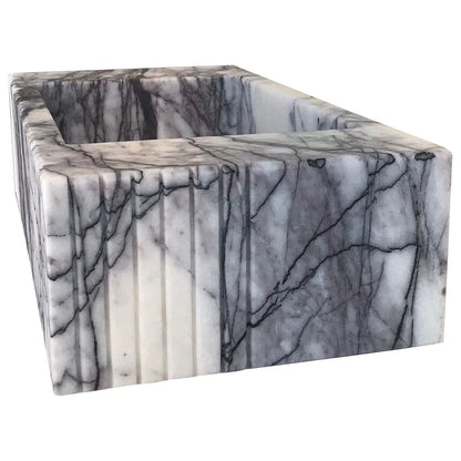 New York Marble Wall-mount Bathroom Sink Fluted (W)12" (L)20" (H)5"
