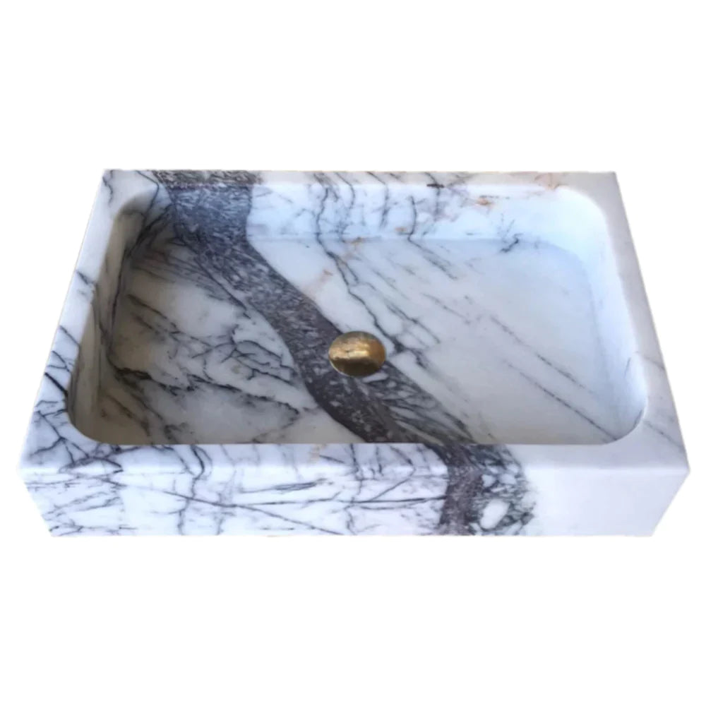 New York Marble Rectangular Wall-mount Bathroom Sink Polished (W)16" (L)24" (H)5"